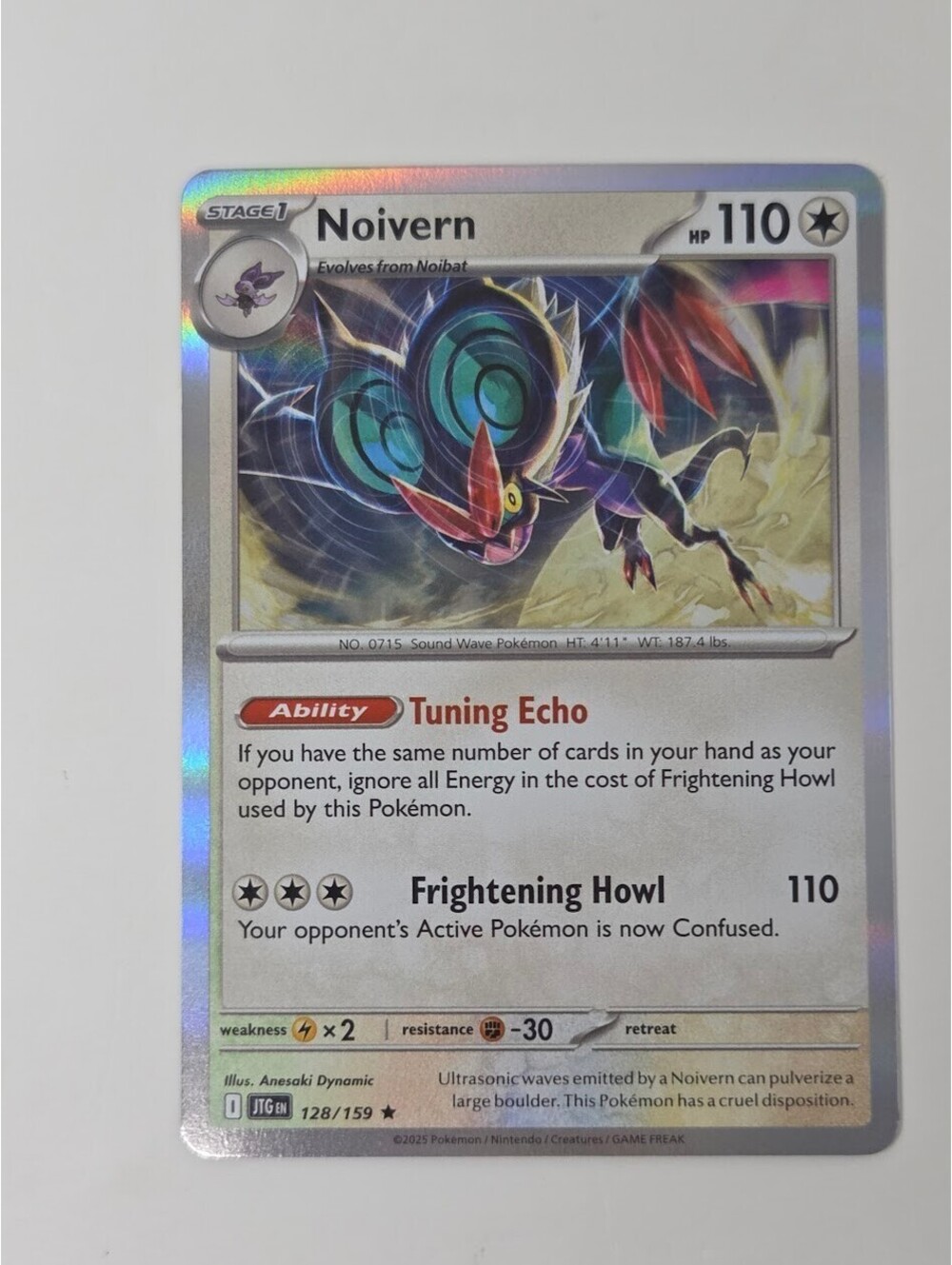 Pokemon TCG Noivern 128/159 Crown Zenith Reverse Holo Rare Card
